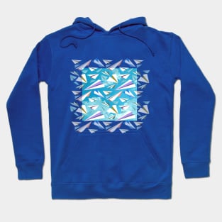 Paper Airplanes and Blue Sky with Clouds Hoodie